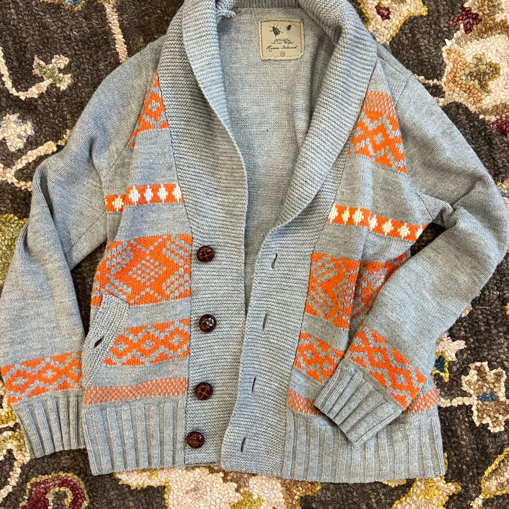 Men's Vintage Grey and Orange  Sweater from Ireland